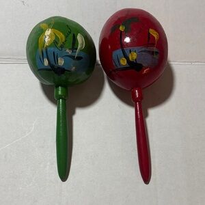 Colorful Hand-Painted Maracas for Kids/adults from Cozumel vintage
